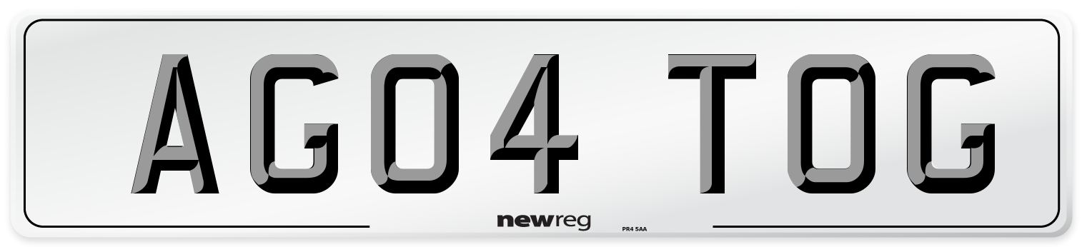 AG04 TOG Number Plate from New Reg